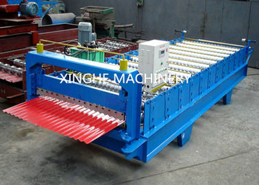 ประเทศจีน Industrial Glazed Tile Roll Forming Machine With Hydraulic Decoiler Machine  ผู้ผลิต